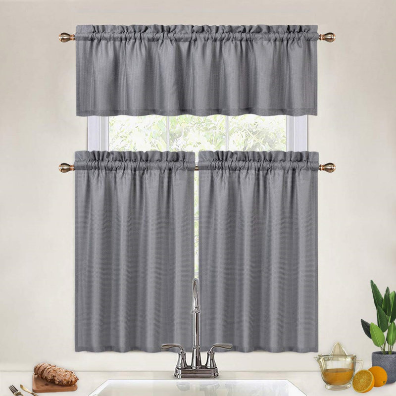 Madelene Tailored Cafe Curtain, 36" W x 30" L, Gray