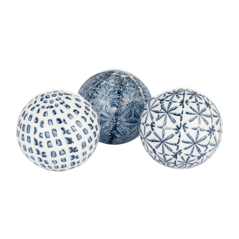Élégants orbes peints en céramique pour la décoration intérieure - objet décoratif pour le salon, l'étagère ou le bureau - 4 po
