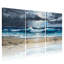Nautique et plage, ciel orageux, océan, vagues, plage, sable, ensemble de 3 impressions sur toile-209933218