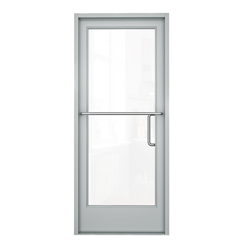 36 po X 84 po Porte commerciale en aluminium argenté droite / extérieure, Oui, Blanc