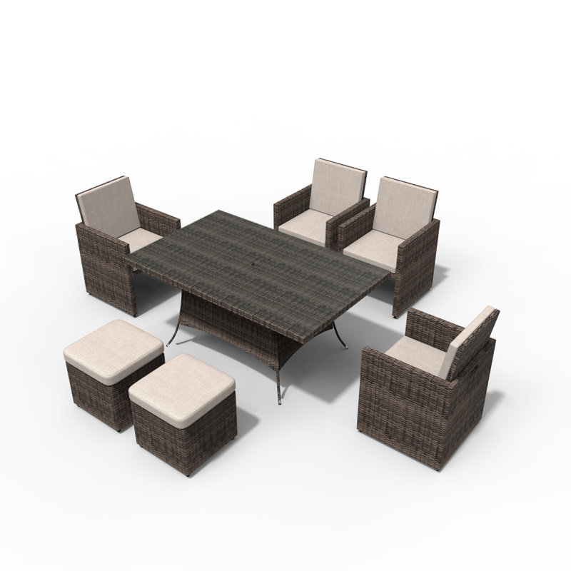 Ensemble de salle à manger rectangulaire pour 6 personnes 62,99 po, Brun