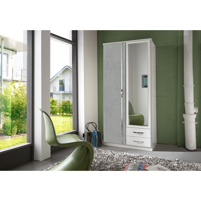 Hopemarie 2 Door Manufactured Wood Wardrobe, Grey