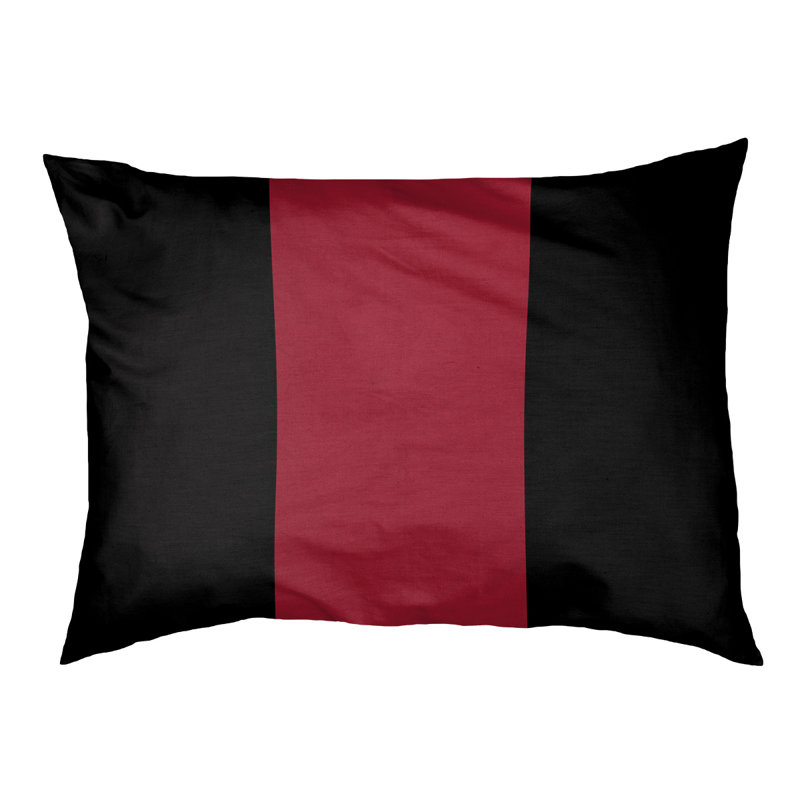 Coussin stylisé à rayures pour équipes de football, L 40 po x l 30 po, Noir / Rouge