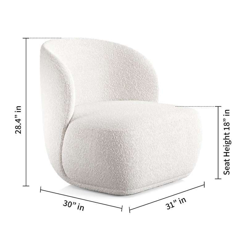 Modholic Tuva Lounge Chair, White Boucle