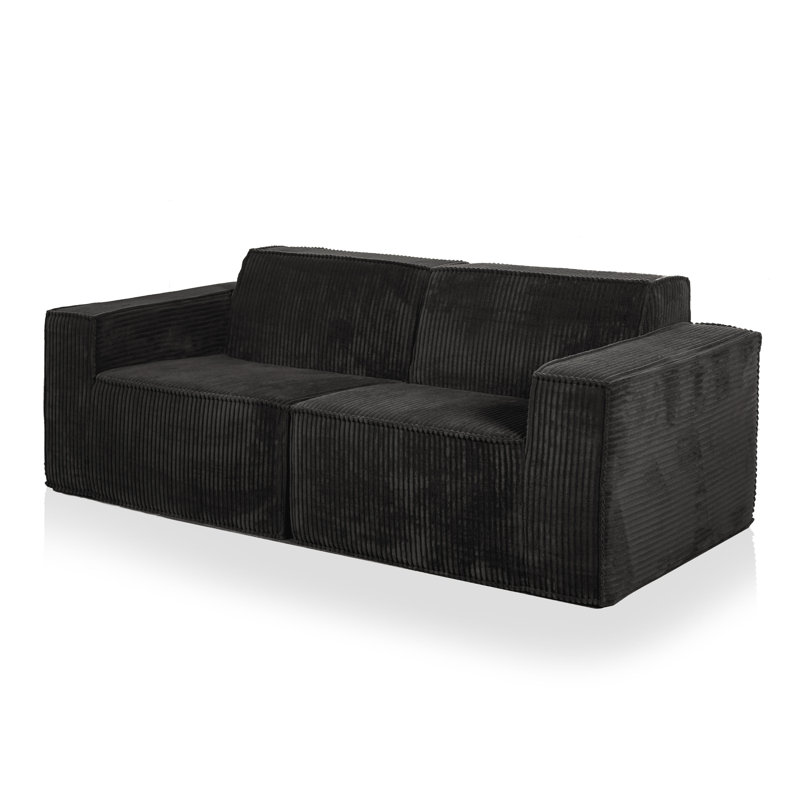 Magness 81" Chenille Modular Loveseat With High-Density Foam, Black