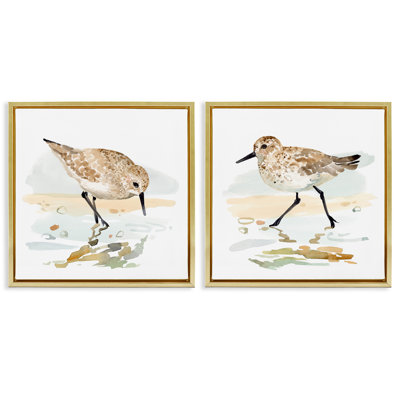 «Sea Birds on Shore», ensemble de 2 toiles flottantes encadrées par Victoria Barnes