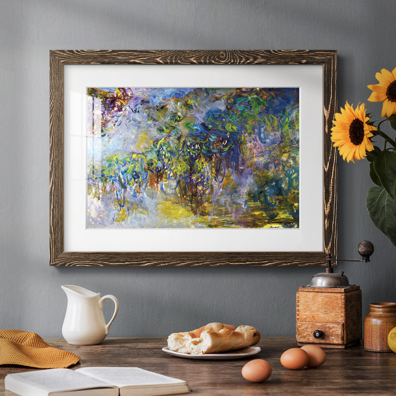 Wisteria [2] par Monet, reproduction d'art encadrée, Noyer, H 26 po x l 38 po x P 1,5 po