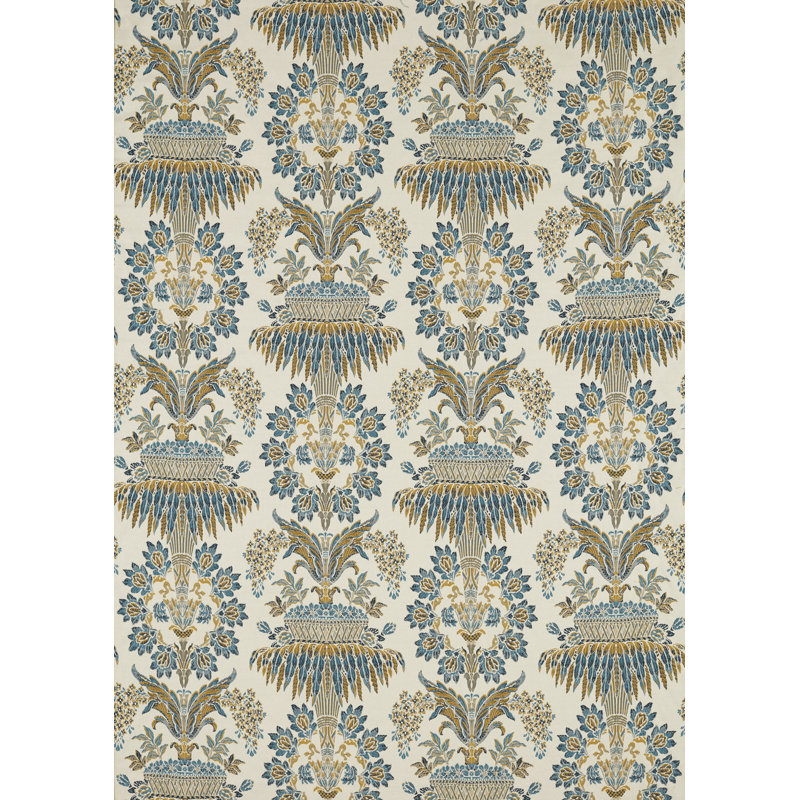 Suffolk Long Gallery Brocade Fabric, Teal/Gold