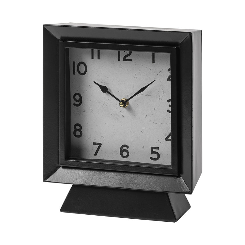 Horloge de table en métal traditionnel analogique noir