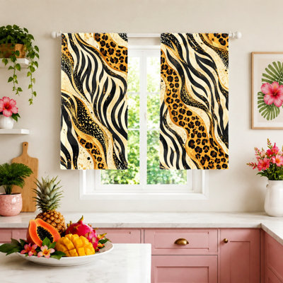 2 pièces de rideaux à imprimé animal, tissu filtrant la lumière, motif léopard zébré audacieux et vibrant, rideaux de protection de la vie privée avec pare-soleil, conception à passe-tringle, convient à la chambre à coucher, au salon, à la maison pour adolescent