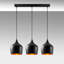 Lustre industriel moderne, structure en métal noir, 48,0 x 8,7 x 49,2 pouces | Hauteur réglable jusqu'à 49,0 pouces | 3 x culot E27 de 40 W maximum | Design scandinave élégant, parfait pour la salle à manger et les espaces de vie-1161276720