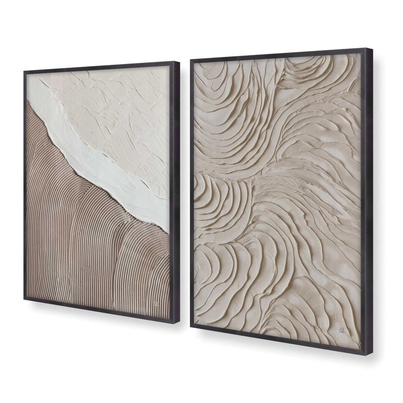 Wave Formations Duo II Set of 2 Prints in a Frame, 15.5" H x 23.5" W x 1.25" D, Weathered Zinc Framed