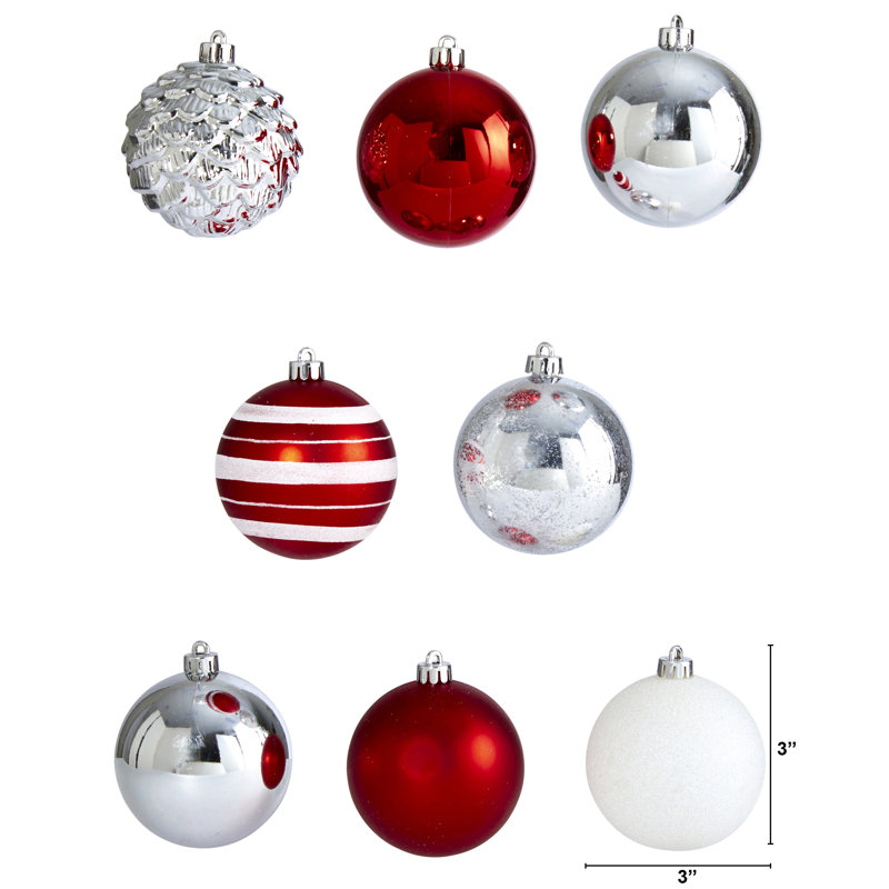 Ensemble d'ornement boule 64 pièces, Rouge