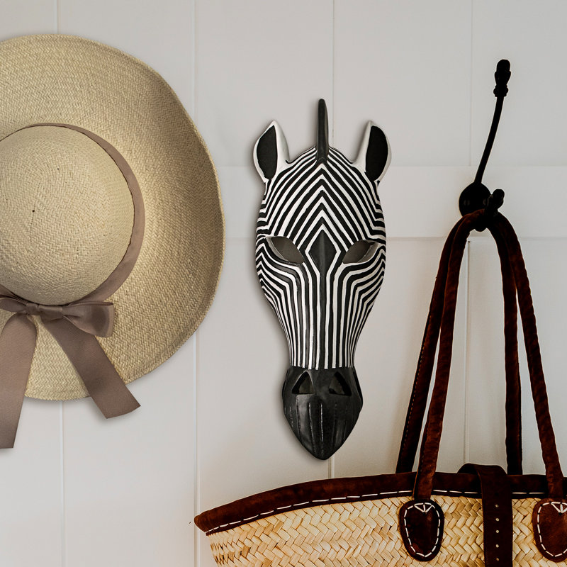 Tribal-Style Zebra Mask Wall Sculpture