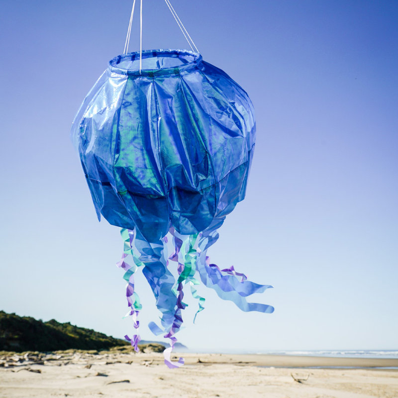 Manche à air en méduse irisée 3D, Bleu, H 54 po x l 15 po