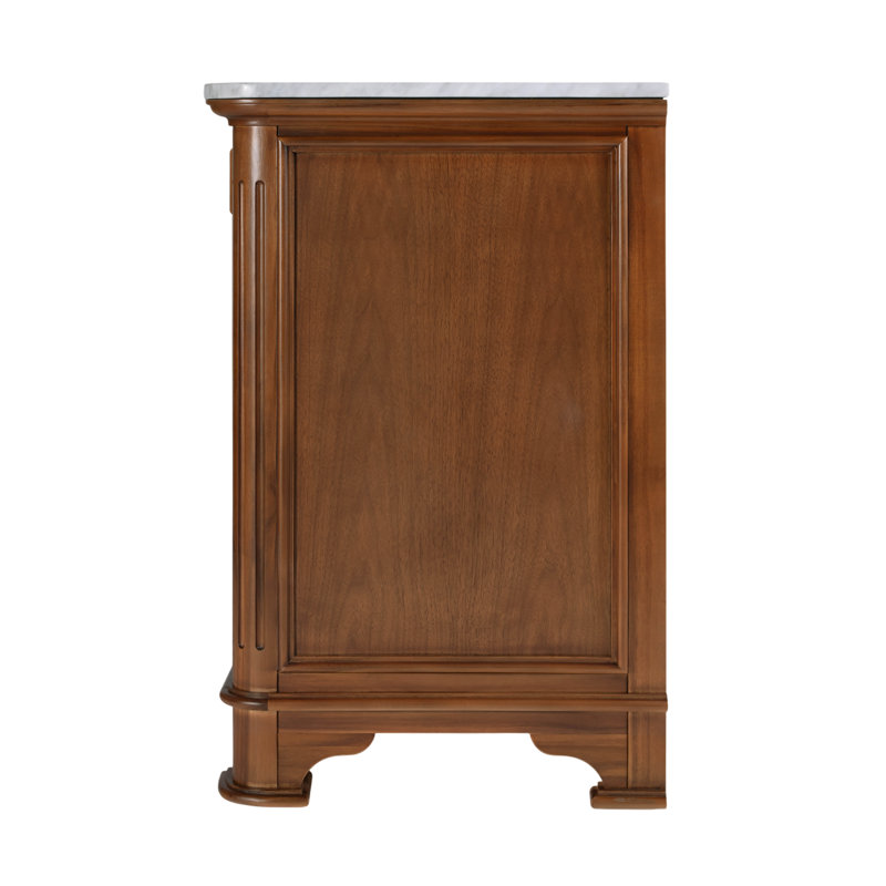 Colorado 48 in. W Marble Top Single Sink Bathroom Vanity, Walnut Brown