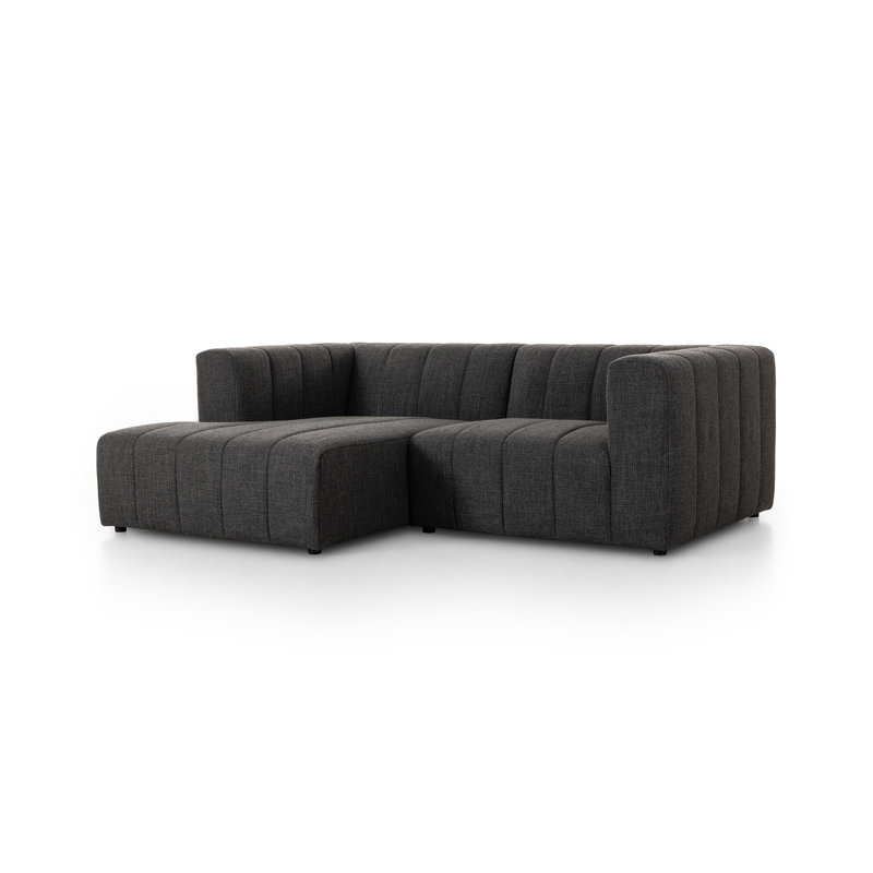 Langham Chaise Sectional, Saxon Charcoal Polyester, Left Hand Facing