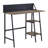 Rustic Oak And Black 2-Shelf Writing Desk With H-Shaped Base