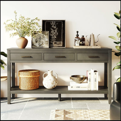 Console contemporaine à 3 tiroirs avec 1 tablette, idéale pour le hall d'entrée, le couloir et le rangement et la présentation du salon