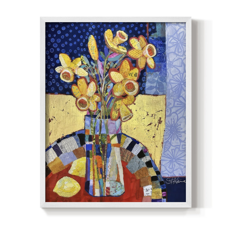 Papier mâché Arrangment III, reproduction encadrée - bois massif, H 15 po x l 12 po, Blanc