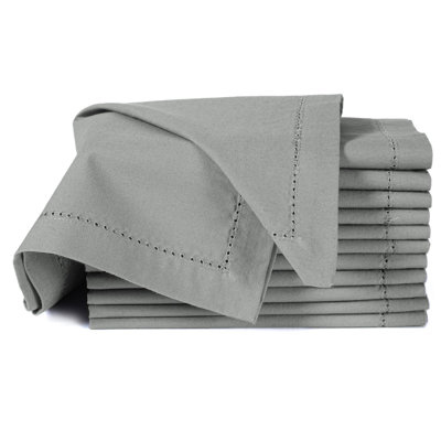 Light Grey Cotton Cloth Dinner Napkins Set of 12, 18 x 18 Inch