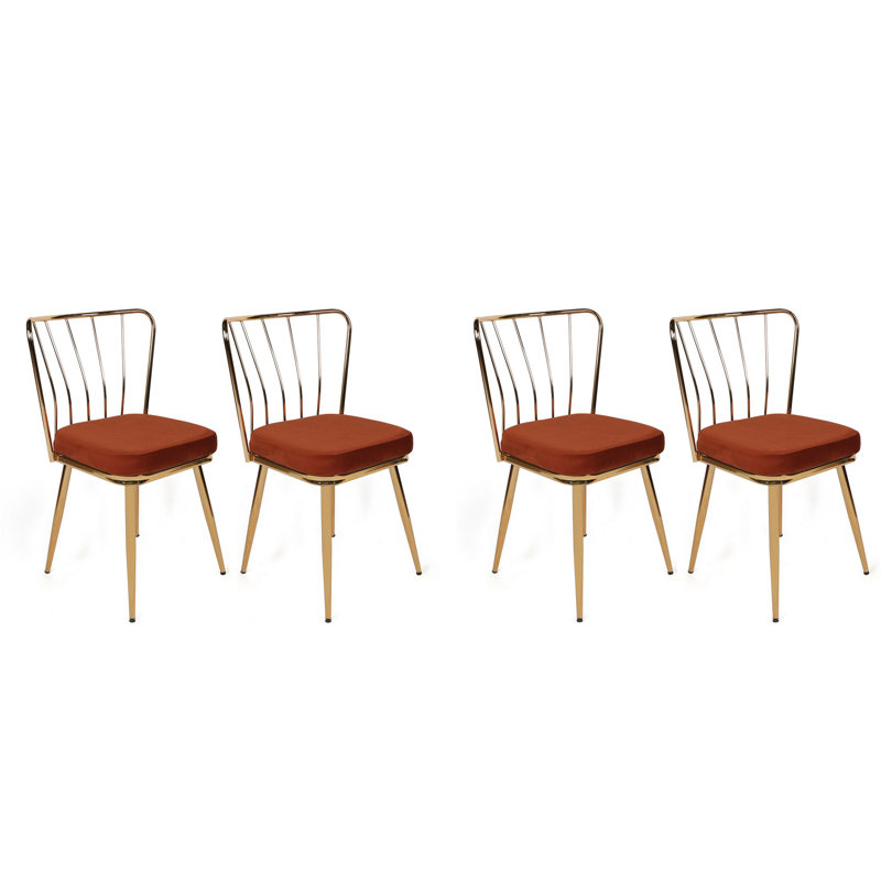 Ensemble de chaises (4 pièces), Rouge tuile, Doré