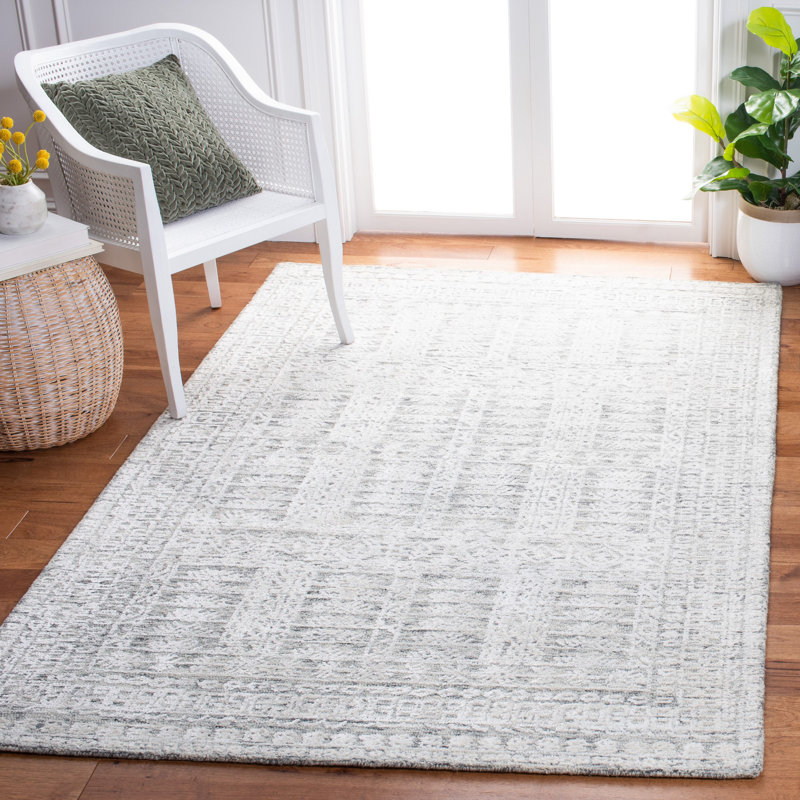 Tapis gris anthracite en laine et viscose touffetés à la main Bernessa, Rectangle 5 pi x 8 pi
