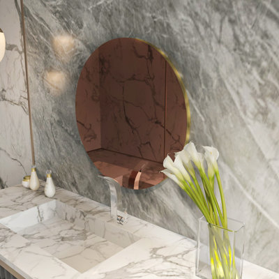 Miroir moderne moderne écologique de 27,6 po x 27,6 po x 0,9 po | 100% panneau de fibres à densité moyenne avec finition bronze et or | La conception murale, parfaite pour la décoration contemporaine et le style novateur, ajoute de l'élégance à n'importe quelle pièce