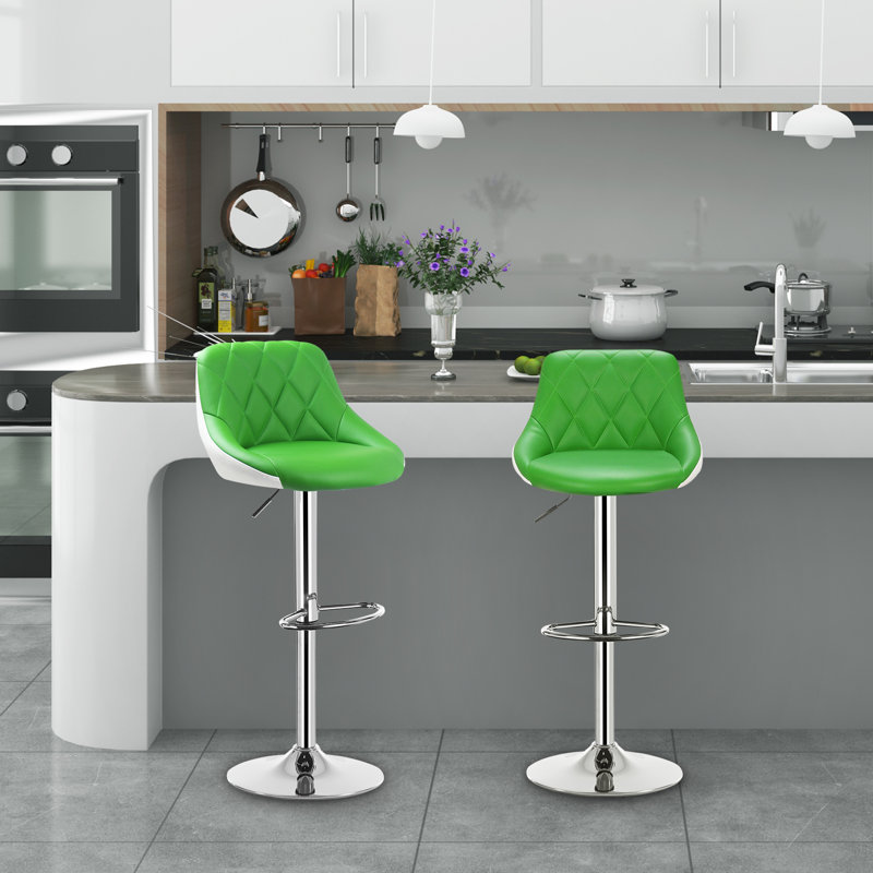 Dequay Swivel Bar Stool, Green/White