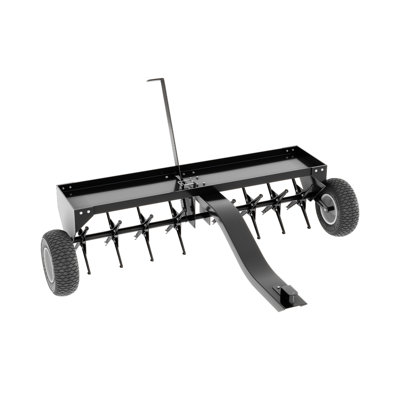 Aérateur de 48 pouces avec attache de pelouse avec attelage universel, aérateur de pelouse avec dents en acier, plateau et roues gonflables pour jardins, pelouses et fermes