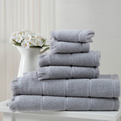 Ozkan 6 Piece Turkish Cotton Towel Set Includes 2 Bath Towel, 2 Hand Towel, 2 Washcloth