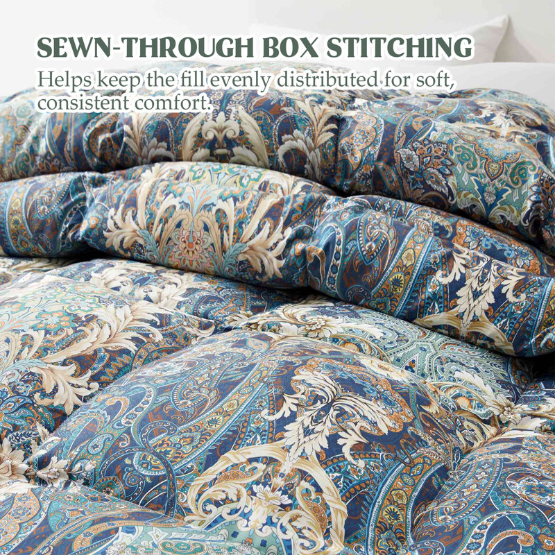 Édredon en duvet d'oie toutes saisons Iftekar, Royal Paisley Bloom, Double/Grand