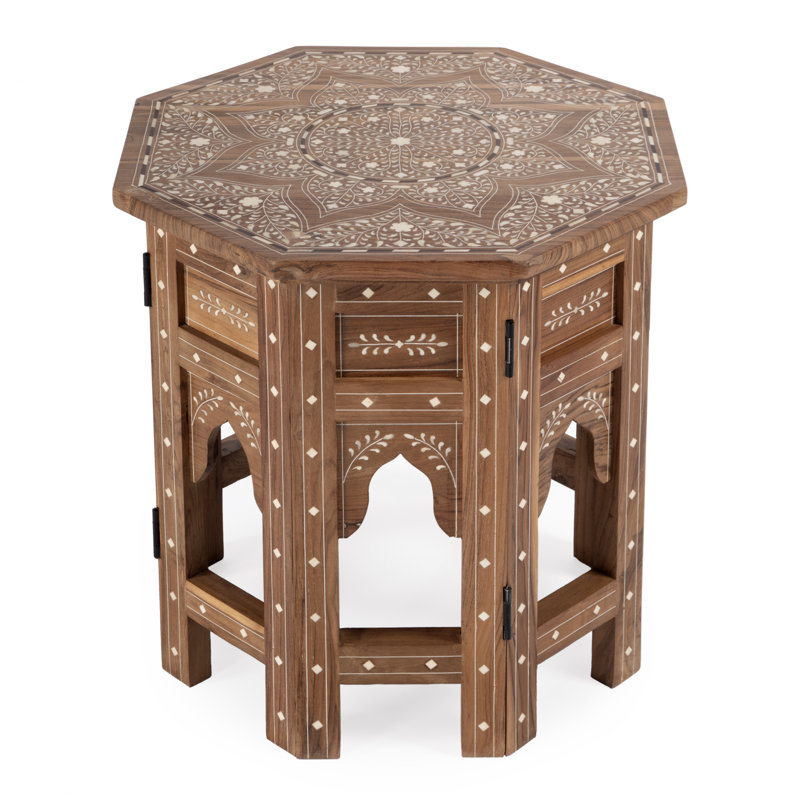 Rashmi Wood & Bone Inlay Side Table
