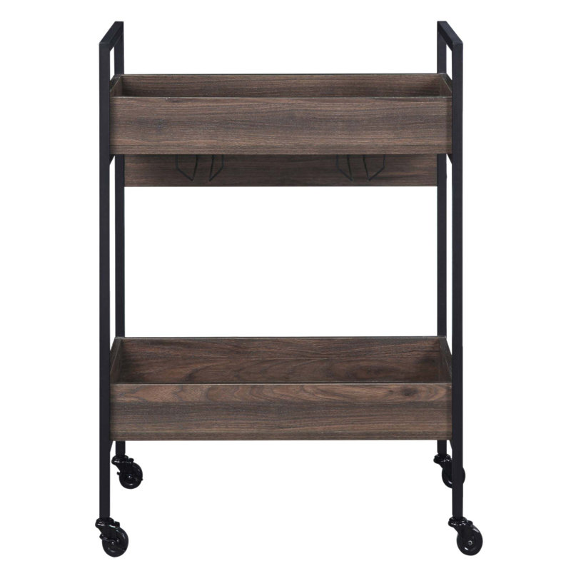 Chariot de service élégant et fonctionnel avec 2 tablettes, parfait pour une mobilité facile et une utilisation polyvalente dans n'importe quel décor.