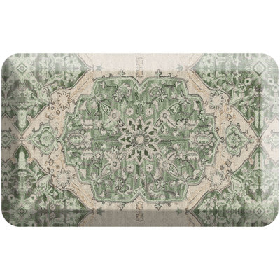 Designer Comfort Anti‑Fatigue Kitchen Comfort Mat – Paloma Medallion Green