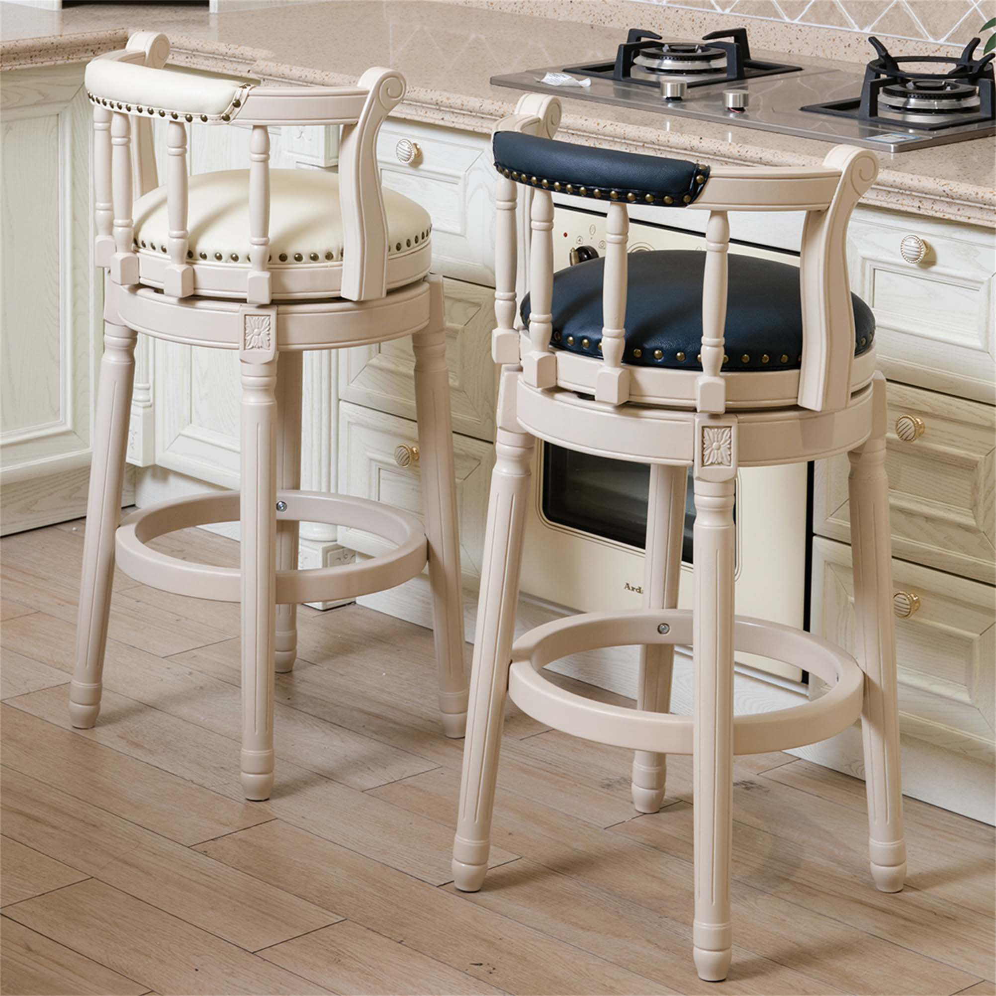 Canora Grey Bar Stools Seat Leather Wooden Bar Stools | Wayfair