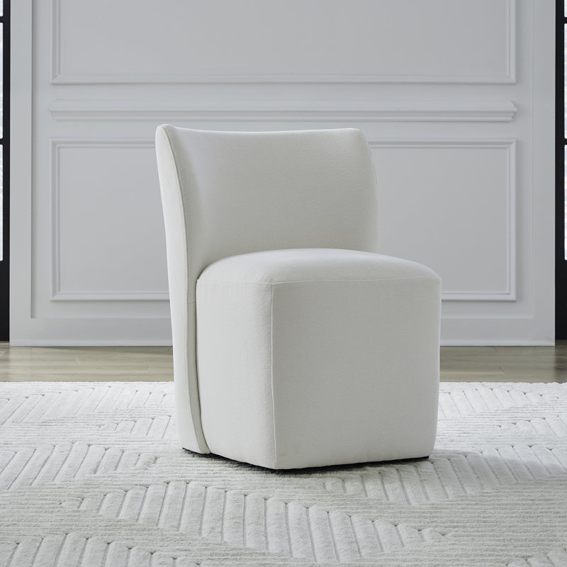 Chaise rembourrée Faouzi avec roulettes, Ivoire ivoire