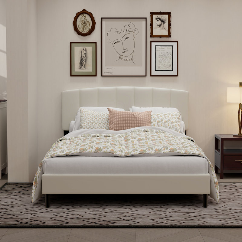 Lit tapissier standard, Grand, Beige