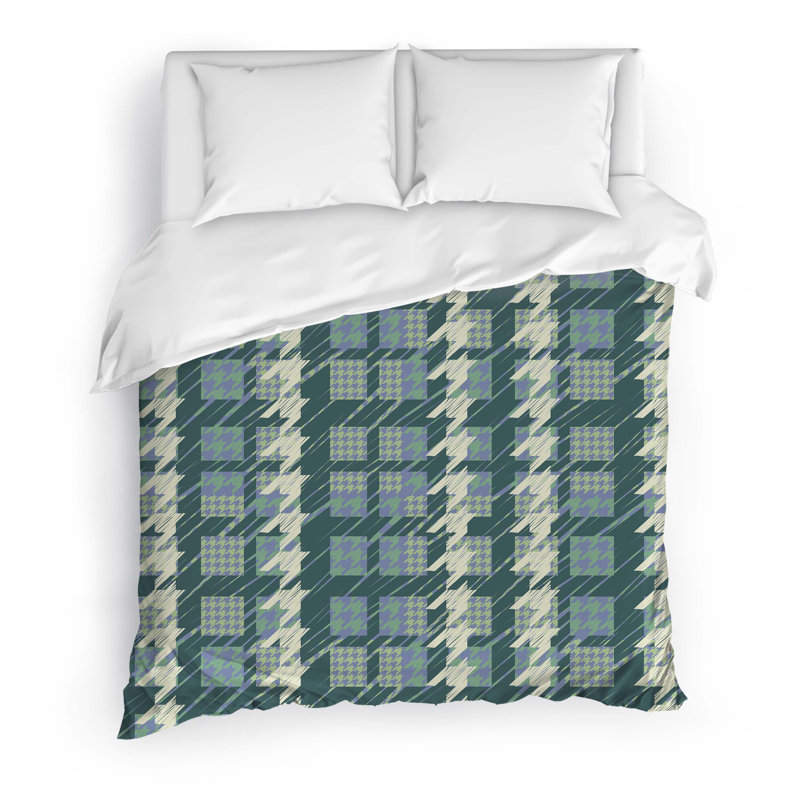 Green Tones Polyester Twill Duvet Cover, Queen Duvet Cover + 2 Pillow Cases