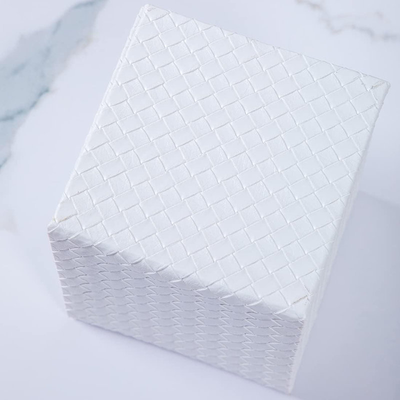 Square PU fabric Tissue Box Cover, White