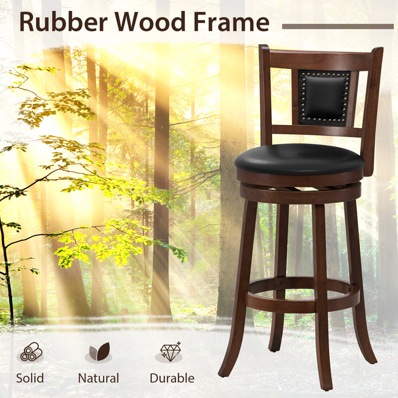 Acelee Swivel Upholstered Counter Stool with Solid Wood Frame, 4, Bar Stool (30.5” Seat Height)
