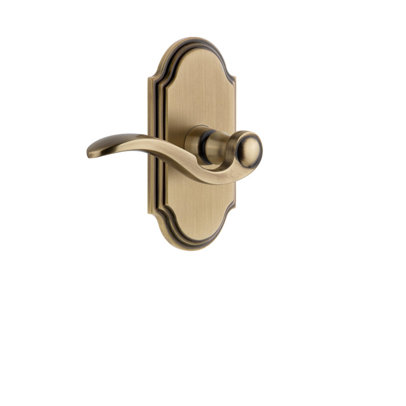 Grandeur Arc Plate Passage with Bellagio Lever, Vintage Brass, Left Handed, 2 3/8"