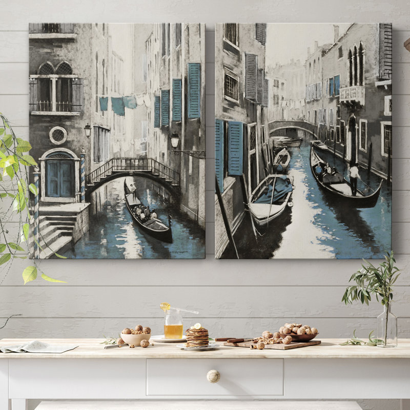 Venise I - ensemble de 2 reproductions d'art sur toile tendue, H 20 po x l 32 po x P 1 po