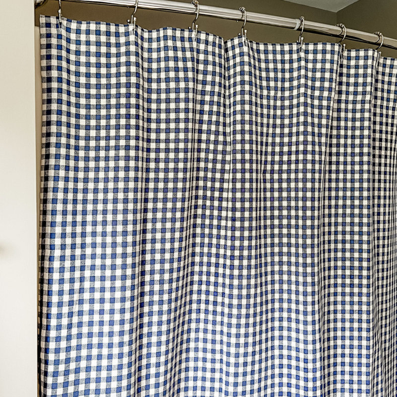 Rideau de douche Dosia, À carreaux, bleu