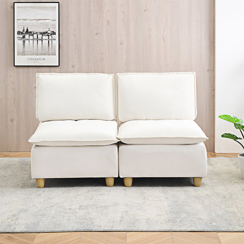 Minimalist Upholstered Sofa, Beige