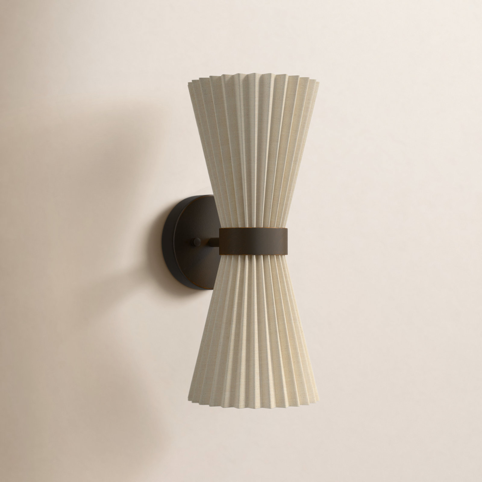 Modo 2 Light Steel Dimmable Armed Sconce, Bronze, Natural, 14.57" H x 6.1" W x 6.1" D