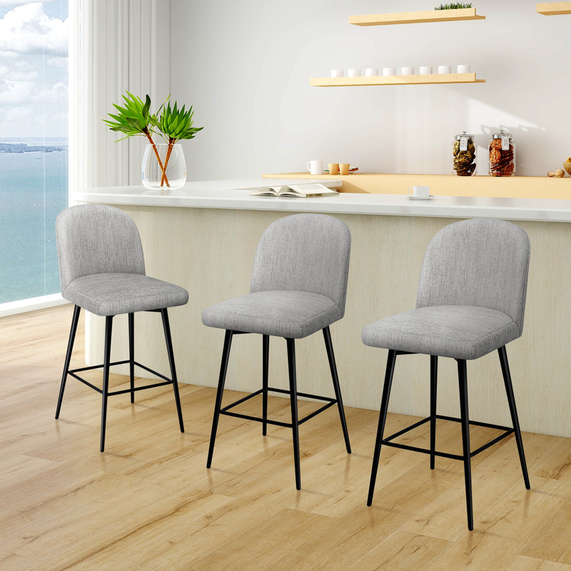 Kanasha 26.9" Swivel Counter Height Bar Stools, Gray, 3