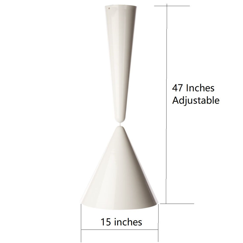 Luminaire suspendu conique à 1 lumière Adila, Blanc