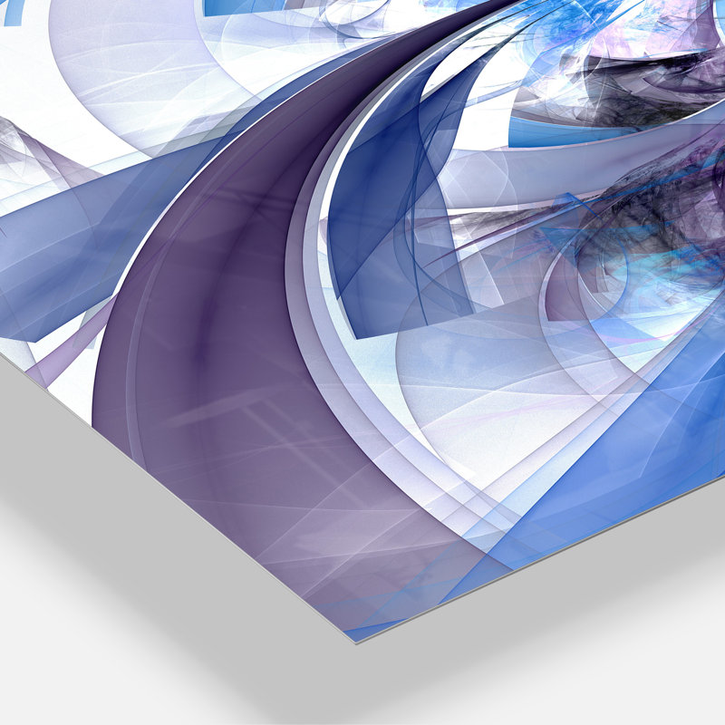 Fleur fractale symétrique mauve et bleue - impression sans cadre sur métal, H 30 po x l 40 po x P 4 po