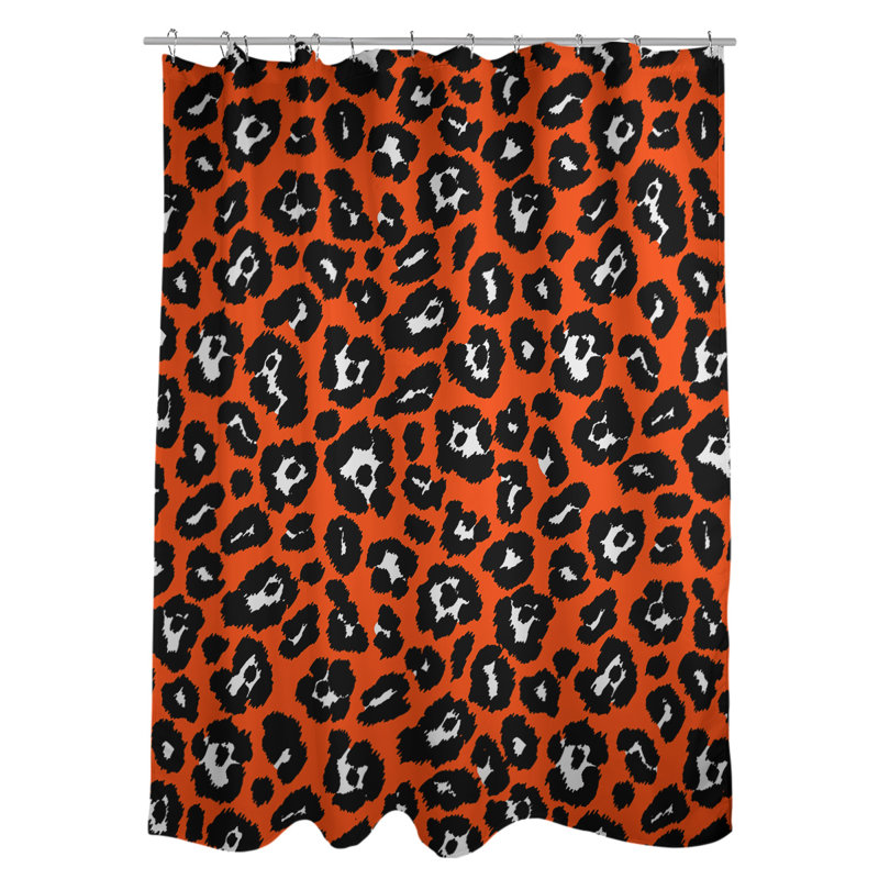 Ensemble de rideau de douche 2 pièces à imprimé animal, Orange / noir / blanc